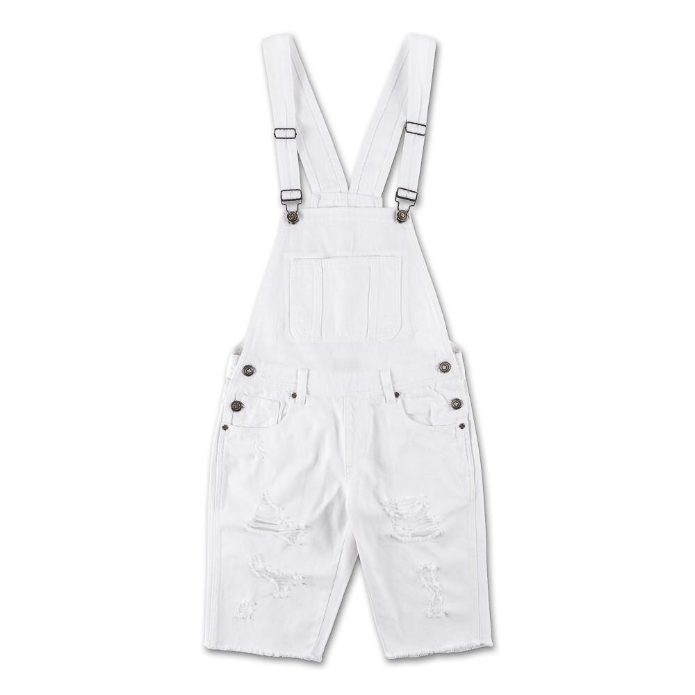 Pink Dolphin Tsunami Denim Overall Shorts in White